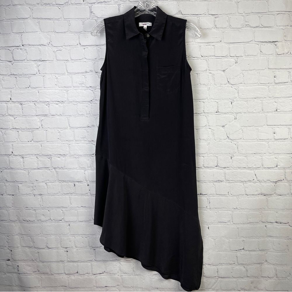 EQUIPMENT Femme Tira silk black asymmetrical hem sleeveless shirt dress, size XS